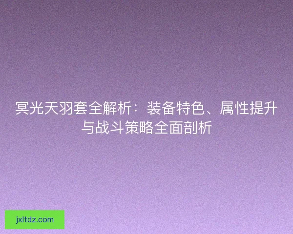 冥光天羽套全解析：装备特色、属性提升与战斗策略全面剖析